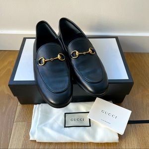 Gucci Jordaan Leather Loafer, Black, size 39